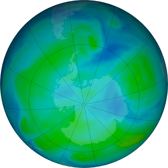 Antarctic ozone map for 08 February 2024